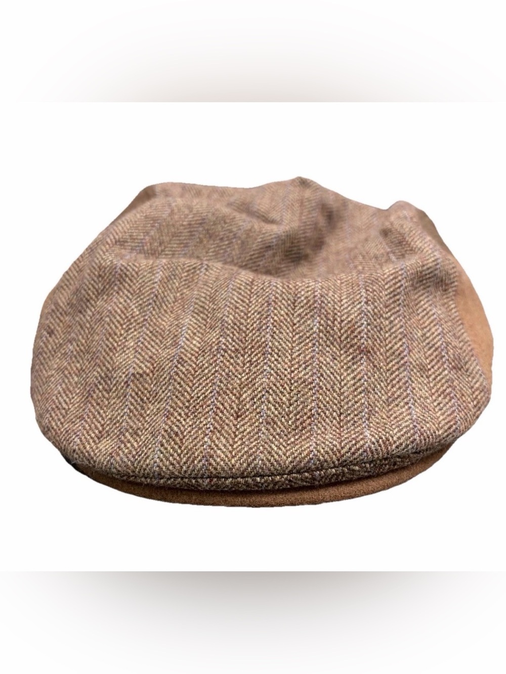 CIRCA 1921 Dorfman Hat Co Brown Herringbone Wool Blend Flat Cap Scally Ivy Med - Picture 4 of 7